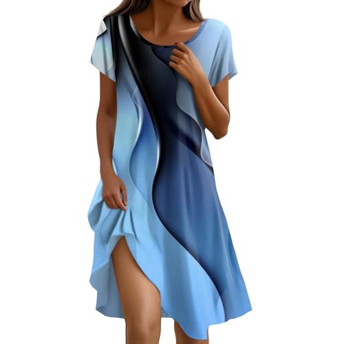 Damen Kleider Sommerkleid Midi Musselin Boho-Kleid Sommer A Linien Damenkleider Blusenkleid Festliches Strandkleid Damen Tenniskleid Hemdblusenkleid Große Größen Sommerkleid Leicht Und Luftig von FUPODD