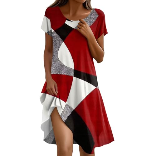 Damen Kleider Sommerkleid Midi Musselin Boho-Kleid Sommer A Linien Damenkleider Blusenkleid Festliches Strandkleid Damen Tenniskleid Hemdblusenkleid Große Größen Sommerkleid Leicht Und Luftig von FUPODD
