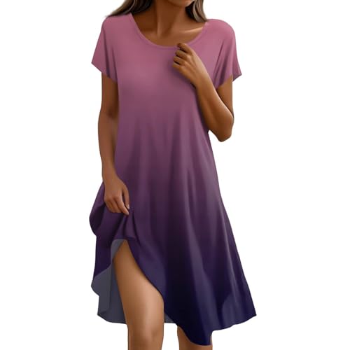 Damen Kleider Sommerkleid Midi Musselin Boho-Kleid Sommer A Linien Damenkleider Blusenkleid Festliches Strandkleid Damen Tenniskleid Hemdblusenkleid Große Größen Sommerkleid Leicht Und Luftig von FUPODD