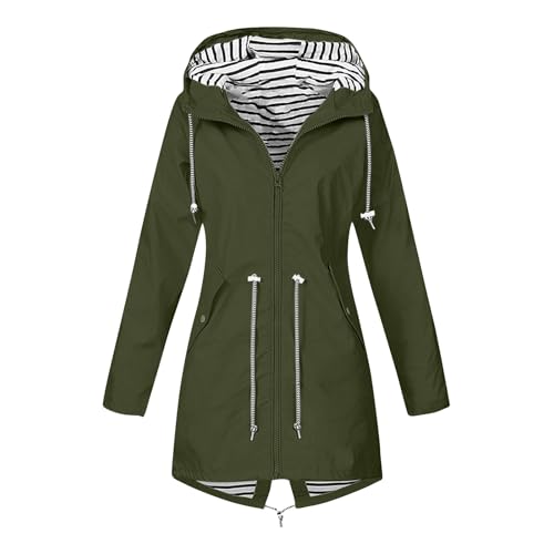 Damen Regenjacke Leichte Wasserdichte Regenmantel Mit Kapuze Windbreaker Übergangsjacke Atmungsaktiv Mantel Outdoor Jacke Kordelzug Funktionsjacke Frauen Zum Wandern Reisen Treking Fahrrad von FUPODD