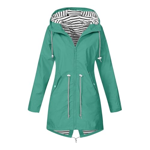 Damen Regenjacke Leichte Wasserdichte Regenmantel Mit Kapuze Windbreaker Übergangsjacke Atmungsaktiv Mantel Outdoor Jacke Kordelzug Funktionsjacke Frauen Zum Wandern Reisen Treking Fahrrad von FUPODD