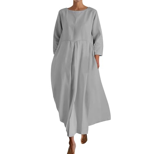 Damenkleider Sommer Elegant A-Linie Sommerkleid mit Ärmeln Langarm Blusenkleid Lang Locker Sommerkleider Frauen Leicht Und Luftig Strandkleid Maxi Rundhals Einfarbig Freizeitkleid Weite Damenkleider Sommer Elegant A-Linie Sommerkleid mit Ärmeln Langarm Blusenkleid Lang Locker Sommerkleider Frauen Leicht Und Luftig Strandkleid Maxi Rundhals Einfarbig Freizeitkleid Weite von FUPODD
