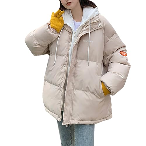 Daunenjacke Damen Mit Kapuze Steppjacke Frauen Reissverschluss Winterjacke Damen Warm Steppmantel Dicke Puffer Jacke Winter Daunenmantel Übergangsjacke gesteppt Wintermantel Mit Taschen von FUPODD