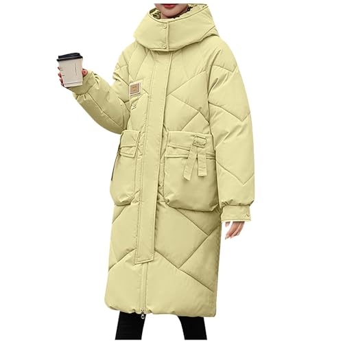 Daunenmantel Damen Lang Steppmantel Damen Mit Kapuze Wintermantel Gesteppte Zipper Daunenjacke Parka Dicke Winterjacke Frauen Warm Puffermantel Winddichte Winter Mantel Puffer Jacke Coat von FUPODD