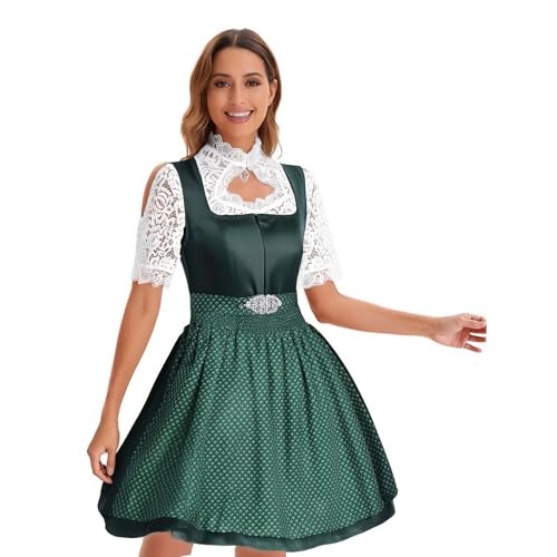 Dirndl Oktoberfest Damen Outfit Dirndlkleid Schwarz Dirndl-Komplettsets Grosse Grössen Trachtenkleid Schürze Oktoberfest Kleider Trachtenmieder Schwarzes Trachten Rock Leinen Traditionell von FUPODD