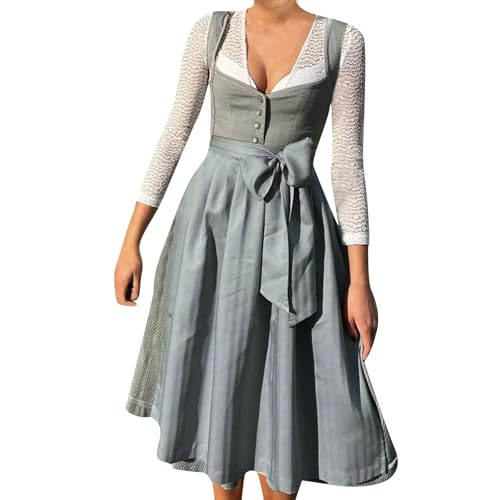 Dirndlkleid Damen Dirndl Rock Braun Große Größen Women's Dirndl Dresses Mit Reissverschluss Vorne Trachtenmieder Für Damen Gr 50 Oktoberfest Outfit Gold Trachtenkleid Übergröße Schürze Weiß von FUPODD