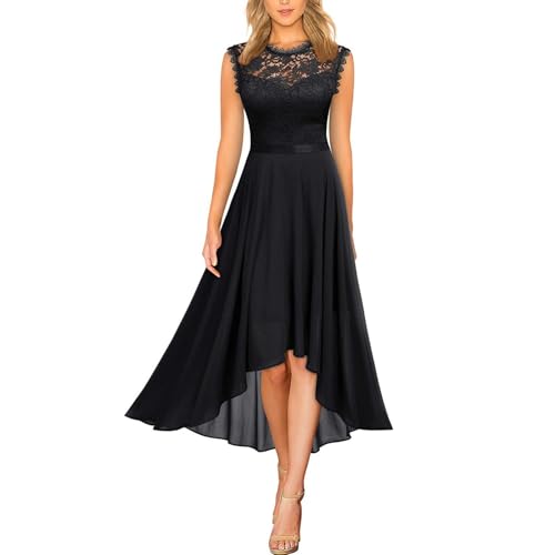FUPODD Abendkleid Damen Lang Elegante Abiballkleider Lange Mit Schlitz Festliche Kleider Für Damen Rüschen Festliches Kleid Hohe Taille Chiffonkleid Volant Partykleid Festlich Midikleid Summer Dress von FUPODD