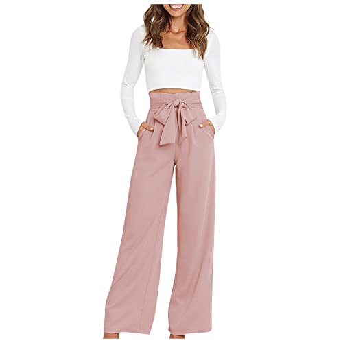 FUPODD Arbeitshose Stretch Damen High Waist Plissee Lang Caprihose Sommer Hosen Elegant Ausgestelltes Beinpalazzo Hose Schlaghose Sommerhosen Leicht Und Luftig Culottes Hosen Weites Bein von FUPODD