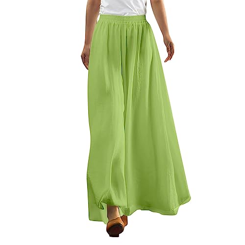 FUPODD Baggy Hose Freizeithose Damen Lang Weite Hose Hose Damen Elegant Hosen Mit Gummizug Sommerhosen Große Größen Damen Damenhosen Mit Gummibund Weiße Leinenhose Damen Flowy Hose Sommer Hose von FUPODD