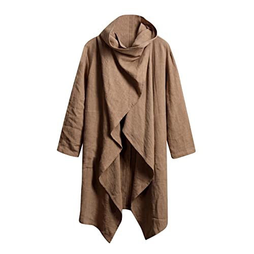 FUPODD Baumwoll Leinen Umhang Herren Langer Unregelmäßiger Umhang Strickjacke Herren Winter Gefüttert Strickjacke Herren Warm Wandern Poncho Strickjacke Herren Retro von FUPODD