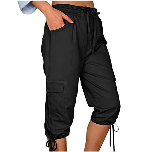 FUPODD Caprihose Damen Sommer Cargohose Baggy Low Waist Cargo Cargohose Mit Seitentaschen Damen Damen Hose Mit Weitem Bein Leichte Sommer-Cargohose Damen Freizeithose Damen Lang Sommer von FUPODD