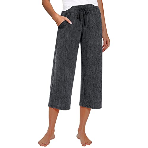 FUPODD Caprihose Damen Sommer Damen Freizeithose Mit Gummibund Palazzo Hose Damen Weit Sommerhose Damen Leicht Elegant Stretch Chinohose Damen Derbe Sweatpant von FUPODD