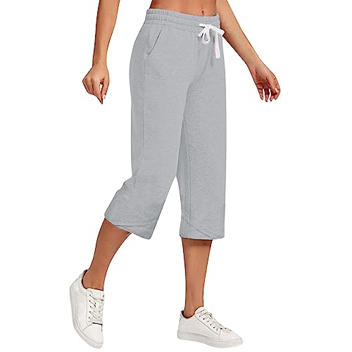 FUPODD Caprihose Damen Sommer Freizeithose mit Gummibund Chinohose Damen Mid Waist Stretch Hose Damen Hosen Chino Sommerhosen Damen Leicht Und Luftig 3/4 Capri Hose Damen mit Taschen von FUPODD