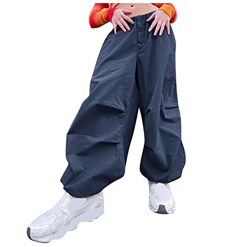 FUPODD Cargohose Damen Baggy Niedrige Leibhöhe Leichte Sommerhose, Damen Mit Kordelzug Jogginghose Damen übergröße Gerades Bein Chinohose Derbe Sweatpant Vintage Trouser Hose Lässige Freizeithose von FUPODD