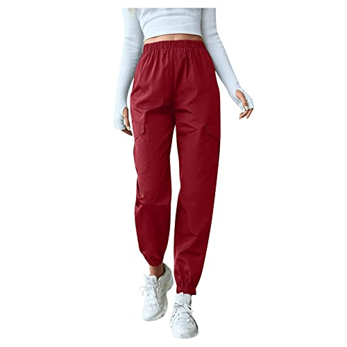 FUPODD Cargohose Damen Mit Gummizug Damen Sporthose Freizeithose Jogginghose Sommer Cargo Hose Damen Baggy Viele Taschen Grüne mit Bündchen Wanderhose Damen Sommer Lang Stretch Outdoor Hosen von FUPODD