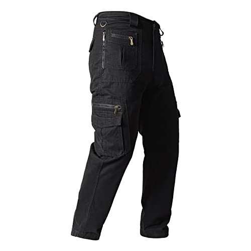 FUPODD Cargohose Herren Baggy Schwarz Chino Hose Regular Fit Stretch Jogginghose Lang Hose mit Seitentaschen Arbeitshose Motorradhose Slim Fit Izeithose Wanderhose Zip Off Winter Trekkinghose Cargo von FUPODD