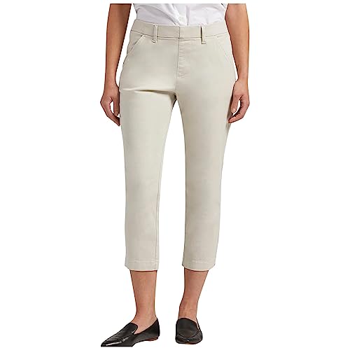 FUPODD Chinohose Damen Grau mid Waist Caprihose Damen Sommer Stoff Outdoorhose Damen Hoher Bund Stretch Hose Capri Hose mit Taschen Freizeithose mit Gummibund Sommerhosen Bequeme von FUPODD