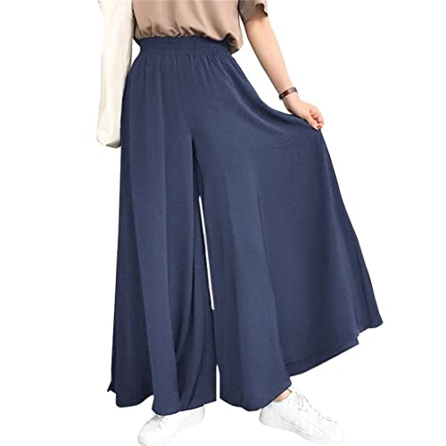 FUPODD Culottes Hosen Damen, Leichte Sommerhose,Damen Marlenehose Elegant Hohe Taille Palazzo Hose Grosse Groessen Einfarbig Sommerhosen wickelhose Hosenrock Freizeithose Lang Ausgestelltes Bein von FUPODD