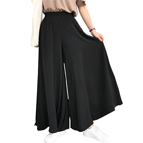 FUPODD Culottes Hosen Damen, Leichte Sommerhose,Damen Marlenehose Elegant Hohe Taille Palazzo Hose Grosse Groessen Einfarbig Sommerhosen wickelhose Hosenrock Freizeithose Lang Ausgestelltes Bein von FUPODD