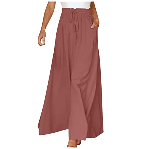 FUPODD Culottes Hosen Damen Stoffhose Damen Sommer Leicht Hose Weites Bein Marlenehose Hohe Taille Palazzo Hose Extra Lang Sommerhosen Damen Leicht Und Luftig Elegant Freizeithosen Mit Gummizug von FUPODD