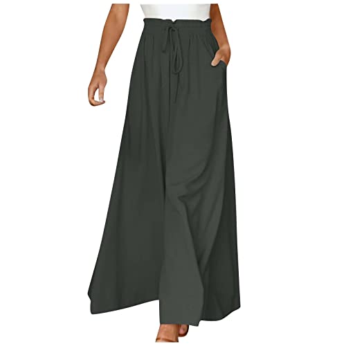 FUPODD Culottes Hosen Damen Stoffhose Damen Sommer Leicht Hose Weites Bein Marlenehose Hohe Taille Palazzo Hose Extra Lang Sommerhosen Damen Leicht Und Luftig Elegant Freizeithosen Mit Gummizug von FUPODD