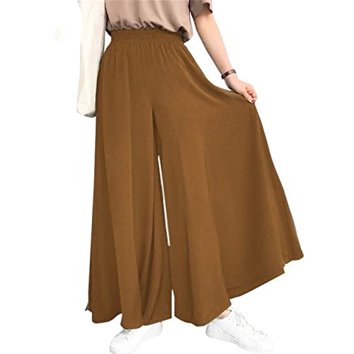 FUPODD Culottes Hosen Sommerhosen Damen Leicht Und Luftig Palazzo Hose High Waist Strandhose Damen Weites Bein Freizeithose Mit Gummizug Marlenehose Große Größen Flatterhose Luftig von FUPODD