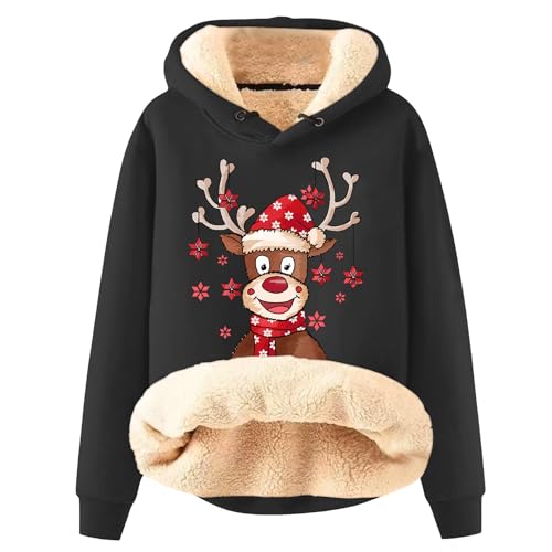 FUPODD Damen Fleecepullover Weihnachtspulli Familie Pullover Damen Flauschig Sport Pulli Damen Fleecepullover Pulli Elegant Teddyfleece Pullover Damen Pullover Damen Winter Elegant Winterpullover von FUPODD
