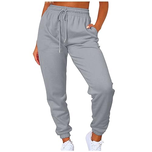 FUPODD Damen Jogginghose mit Taschen Hose Damen Gummibund Sporthose Weit Damen Sporthose Streifen Freizeithose Jogginghose Trainingshose Damen Große Größen Trekkinghose Damen Winter von FUPODD