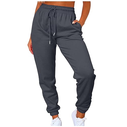 FUPODD Damen Jogginghose mit Taschen Hose Damen Gummibund Sporthose Weit Damen Sporthose Streifen Freizeithose Jogginghose Trainingshose Damen Große Größen Trekkinghose Damen Winter von FUPODD