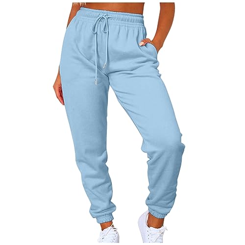 FUPODD Damen Jogginghose mit Taschen Hose Damen Gummibund Trainingshose Damen Große Größen Trekkinghose Winter Sporthose Weit Sporthose Freizeithose Jogginghosen Outdoorhose mit Kordelzug von FUPODD