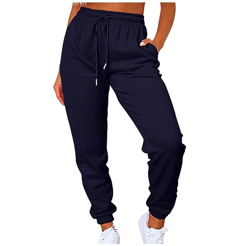 FUPODD Damen Jogginghose mit Taschen Hose Damen Gummibund Trainingshose Damen Große Größen Trekkinghose Winter Sporthose Weit Sporthose Freizeithose Jogginghosen Outdoorhose mit Kordelzug von FUPODD