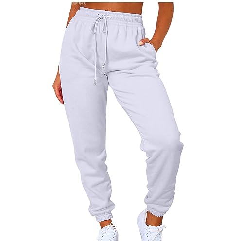 FUPODD Damen Jogginghose mit Taschen Hose Damen Gummibund Trainingshose Damen Große Größen Trekkinghose Winter Sporthose Weit Sporthose Freizeithose Jogginghosen Outdoorhose mit Kordelzug von FUPODD