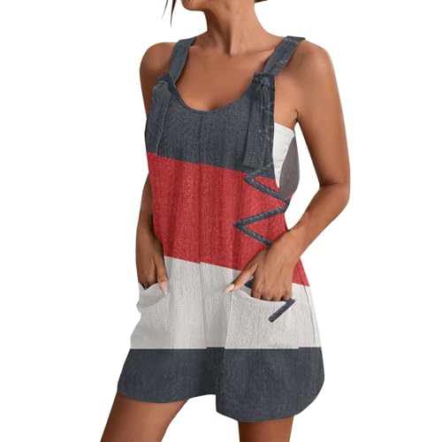 FUPODD Damen Jumpsuit Sommer Gestreift Overalls & Jumpsuits Ärmellos Latzhose Camisole Overall Dünn Einteiler Boho Playsuit Blumen Strand Romper Oversize Onesie One Piece Latzhosen Locker Strand von FUPODD