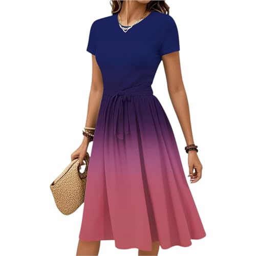 FUPODD Damen Kleider Elegant Kleidung Knielang Vintage Strandkleid Damen Luftig Umstandskleid Lange Abendkleider Etuikleid Festliches Lässig Tshirt Kleid Schwarzes Shirtkleid Festliche Farbverlauf von FUPODD