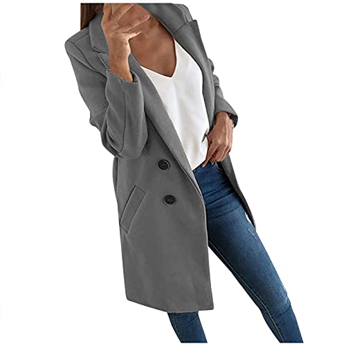 FUPODD Damen Mantel Elegant Herbstjacke Damen Lang Damen Herbstjacken Mittellang Warme Winterjacke Damen Wintermantel Damen Warm Gefüttert Wintermantel Damen Lang Wolle Mantel Damen Winter von FUPODD