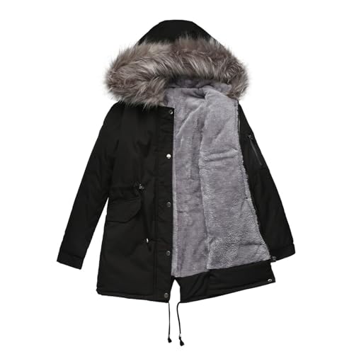 FUPODD Damen Parka Funktionsmantel Winter Langer Wintermantel Puffer Mantel Lang Skijacke Trenchcoat Dicke Winterjacke Jacke von FUPODD
