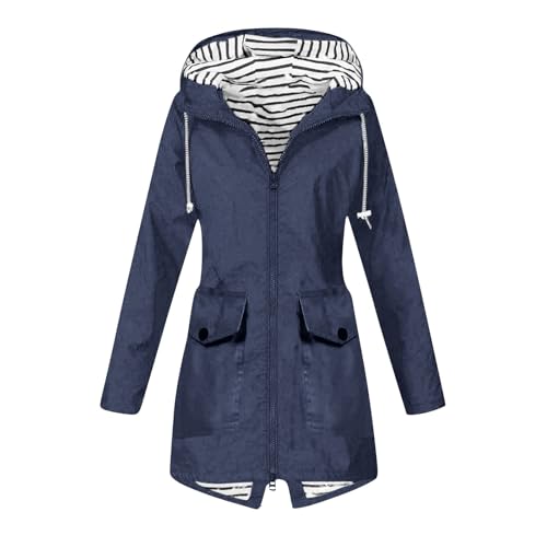 FUPODD Damen Regenjacke Wasserdicht Atmungsaktiv Leicht Regenponcho Mit Tasche Überziehjacke Grosse Groessen Trench Coat Wind- Und Regenjacke Pink Damenparka Fahrradregenmantel Damenmantel Jagdjacke von FUPODD