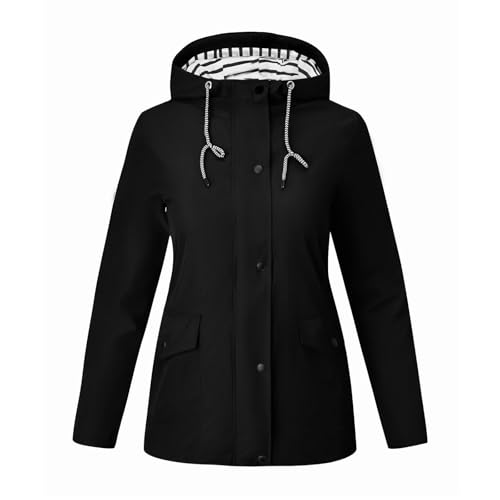 FUPODD Damen Regenjacke Wasserdicht Atmungsaktiv Leicht Regenponcho Mit Tasche Überziehjacke Grosse Groessen Trench Coat Wind- Und Regenjacke Pink Damenparka Fahrradregenmantel Jagdjacke Damenmantel von FUPODD