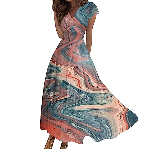 FUPODD Damen Sommerkleid Lässig Party Kleid Alltag Elegante Sommerkleider Damen Leicht Und Luftig Oben Eng Unten Locker Kleider Hawaii Strandkleid Hochzeitsgast Strandkleider Langes Damenkleider von FUPODD