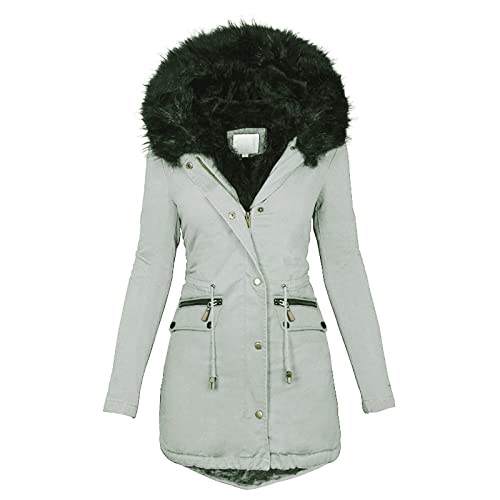 FUPODD Damen Winterjacke Warm Damen Wintermantel Lang Kuscheljacke Damen Flauschig Outdoor Jacken Für Damen Puffer Jacke Teddy Fleecejacke Damen Wintermantel Damen Lang Warm Gefüttert Kunstpelz von FUPODD