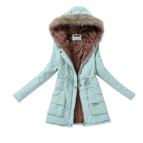 FUPODD Damenmantel Dicke Winterjacke Damen Outdoorjacke Damen Übergangsjacke Damen Winter Thermojacke Damen Daunenmantel Damen Lang Winter Warme Winterjacke Damen Gefüttert Winter Parka Jacke Damen von FUPODD