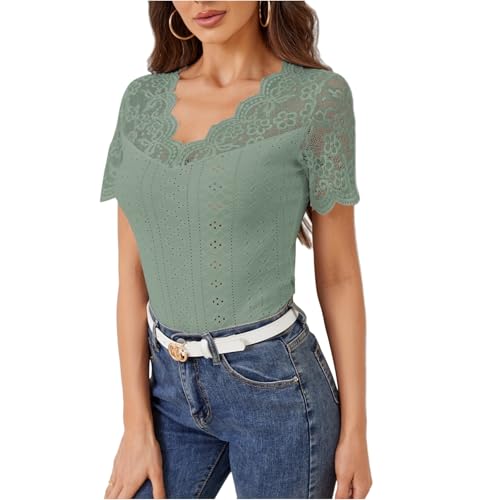 FUPODD Dirndl Bluse Damen Oktoberfest Bluse Damen Spitzenbluse Dirndl Hochgeschlossene Dreiviertel Arm Dirndlbluse Ohne Spitze Trachtenbluse Rosa Transparente Lange Oktoberfestbluse Off Shoulder von FUPODD