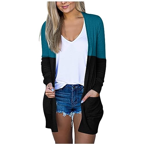 FUPODD Dünne Jacke Damen Cardigan Damen Herbst Strickjacke Damen Leicht Lang Cardigan Winterpullover Damen Warm Longstrickjacke Übergangsjacke Elegant Jacke Sommerjacke Leicht Strickweste von FUPODD