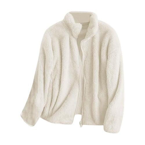 FUPODD Fleecejacke Damen Ohne Kapuze Teddyfell Jacke Damen Warme Teddyjacke Damen Winter Winterjacke Damen Gefüttert Jacke Mit Teddyfutter Damen Fleecejacke Damen Warm Übergangsmantel Damen von FUPODD