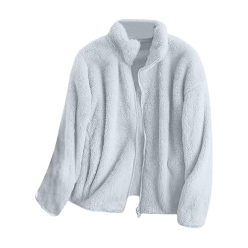 FUPODD Fleecejacke Damen Plüschjacke Damen Winterjacken Damen Kuscheljacke Damen Flauschig Damen Winterjacke Warm Teddy Fleecejacke Damen Sweatjacke Ohne Kapuze Damen Fleecejacke Kuscheljacke Damen von FUPODD