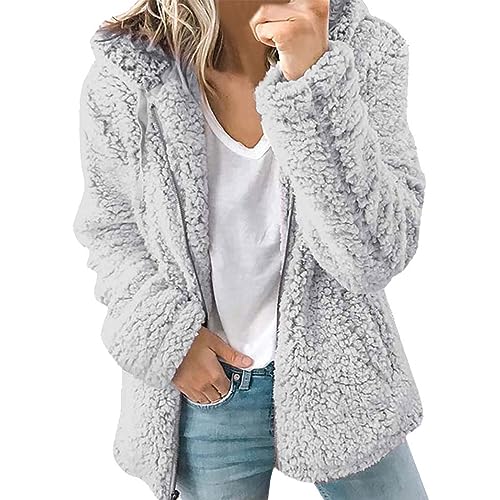 FUPODD Fleecejacken Damen Mantel Winter Übergangsjacke Damen Wollmantel Damen Winterjacke Damen Grosse Grössen Winterjacke Damen Kurz Damen Jacken Arbeitsjacke Winter Winterjacken Für Damen von FUPODD