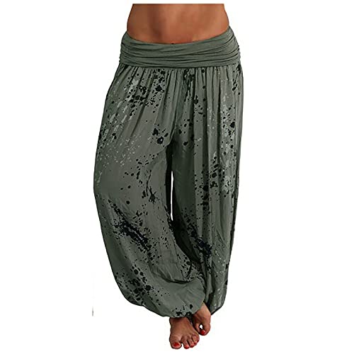 FUPODD Haremshose Damen Sommer Sommerhose Damen Leicht High Waist Hosen mit Gummizug Luftige Pumphose Baggy Aladinhose Pluderhose Bequeme Schlabberhose Vintage Druckn Yogahose Flatterhose FUPODD Haremshose Damen Sommer Sommerhose Damen Leicht High Waist Hosen mit Gummizug Luftige Pumphose Baggy Aladinhose Pluderhose Bequeme Schlabberhose Vintage Druckn Yogahose Flatterhose von FUPODD