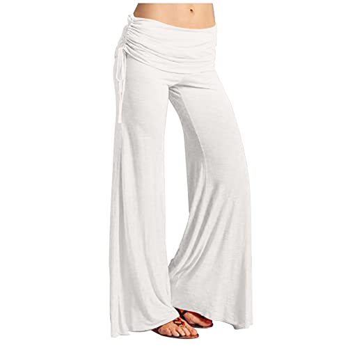 FUPODD Haremshosen Damen Sommer Wickelhose High Waist Weites Bein Vintage Schlaghose Palazzo Hose Damen Elegant Hosen Damen Boho Gestreifte Bunt Hose Yogahose mit Kordelzug Leicht Luftige Bequeme von FUPODD
