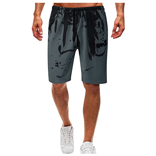 FUPODD Herren-Shorts,Fitness Shorts Herren Gym Kurze Hosen Herren Sommer Jersey Jogginghose Männer Dünn Mit Taschen Freizeithose übergröße Leicht Kurzgröße Sommerhosen Stoffhose Mit Kordelzug von FUPODD