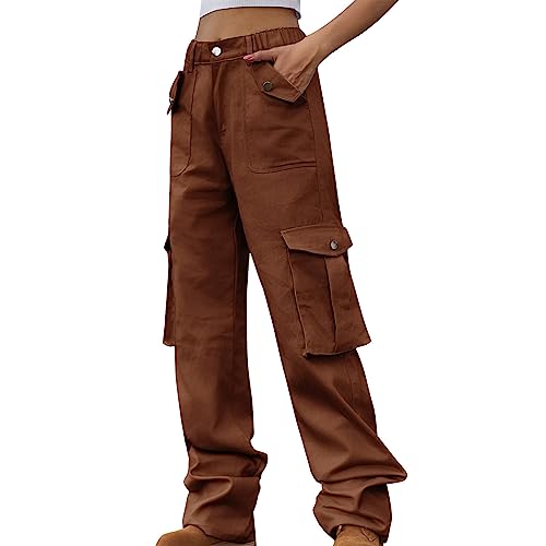 FUPODD Hose Damen Weites Bein Damen Cargohose Baggy Low Waist Cargo Jeans Wanderhose Langgröße Jogginghose Trainingshose Sporthose Schwarz Arbeitshose Latzhose Cargohosen Oversize Vintage Jeans von FUPODD